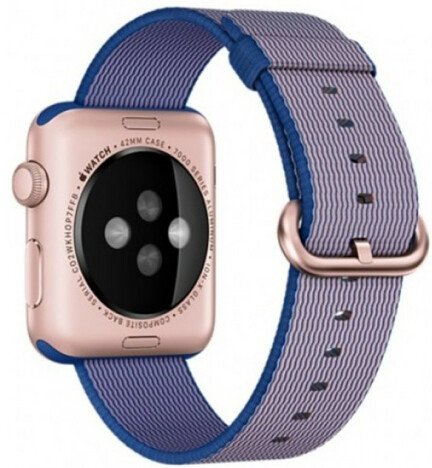 Curea iUni compatibila cu Apple Watch 1/2/3/4/5/6/7, 40mm, Nylon, Woven Strap, Electric Purple