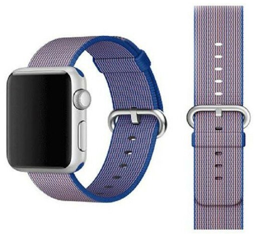 Curea iUni compatibila cu Apple Watch 1/2/3/4/5/6/7, 44mm, Nylon, Woven Strap, Electric Purple