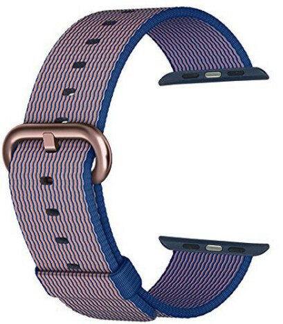 Curea iUni compatibila cu Apple Watch 1/2/3/4/5/6/7, 44mm, Nylon, Woven Strap, Electric Purple