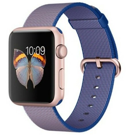 Curea iUni compatibila cu Apple Watch 1/2/3/4/5/6/7, 44mm, Nylon, Woven Strap, Electric Purple