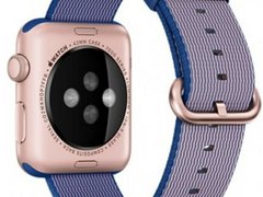 Curea iUni compatibila cu Apple Watch 1/2/3/4/5/6/7, 44mm, Nylon, Woven Strap, Electric Purple